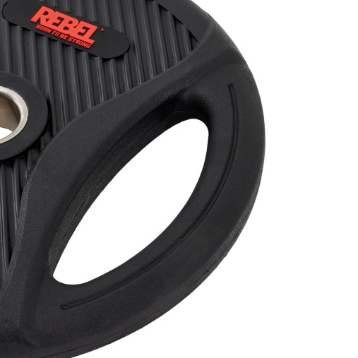 Диск олимпийский обрезиненный с двумя хватами 15 кг REBEL Диск олимпийский обрезиненный с двумя хватами 15 кг REBEL