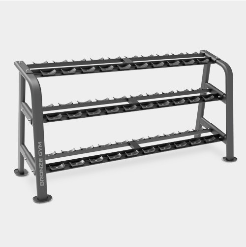 BRONZE GYM BR-1027 Стойка для гантелей (на 15 пар гексагональных или круглых гантелей)