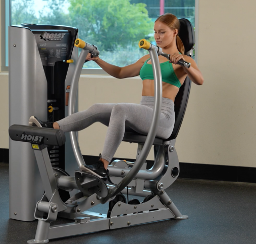 Жим от груди Hoist RS-1301 Tpeнaжep грузоблочный, матовый черный/черный