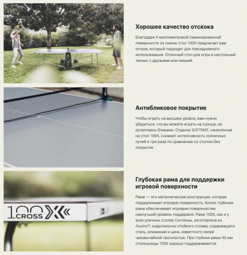 Всепогодный теннисный стол CORNILLEAU Outdoor 100X для улицы (темно-синий) с сеткой