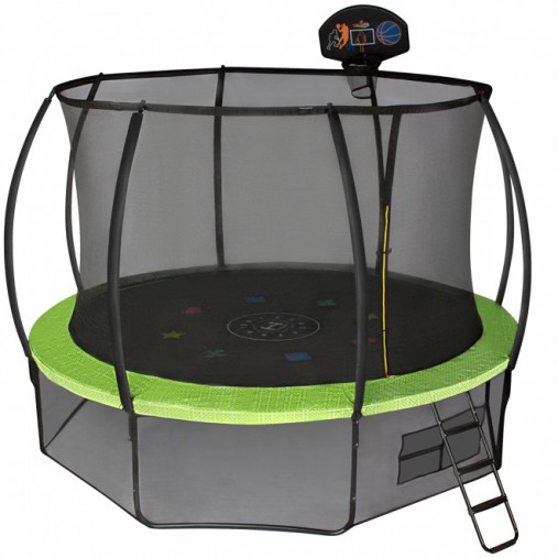 Батут Hasttings Air Game Basketball 10FT (3,05 м) с баскетбольным кольцом + внутренней сеткой и двухсторонним защитным матом (зеленый/синий)