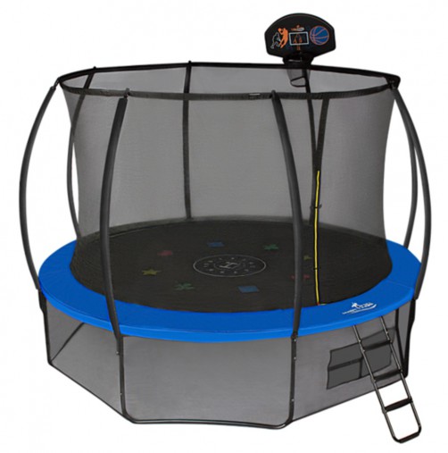Батут Hasttings Air Game Basketball 10FT (3,05 м) с баскетбольным кольцом + внутренней сеткой и двухсторонним защитным матом (зеленый/синий)