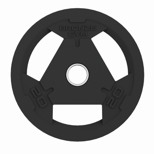 Диск олимпийский BRONZE GYM обрезиненный 20 кг с тремя хватами