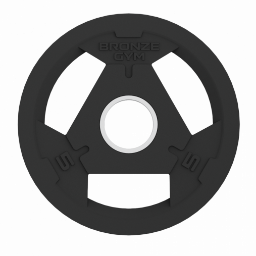 Диск олимпийский BRONZE GYM обрезиненный 5 кг с тремя хватами