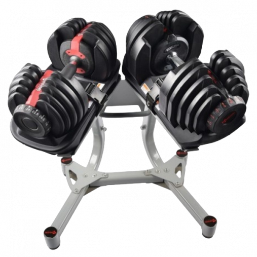 Пара регулируемых гантелей Original Fitness 40 кг на стойке