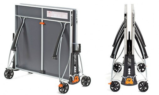 Стол может быть легко перемещен на 4-х сдвоенных колесах Ø 200 мм. Два колеса оснащены надежными тормозами, которые управляются одной ногой