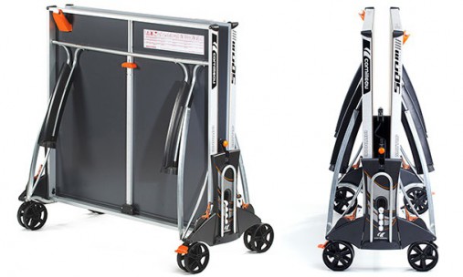 Запатентованная система складывания позволяет не только легко складывать и раскладывать стол, но и фиксировать каждую столешницу в одном из 16-и положений. 