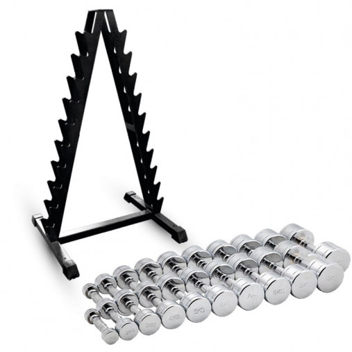 Набор хромированных гантелей BRONZE GYM 1-10 кг (10 пар) в комплекте со стойкой Набор хромированных гантелей BRONZE GYM 1-10 кг (10 пар) в комплекте со стойкой