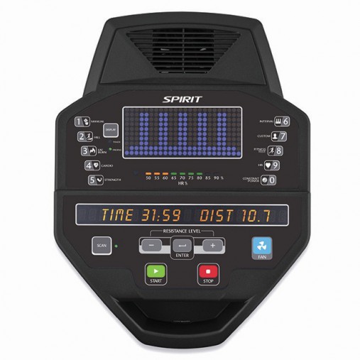 Компьютер с двумя экранами отображает всю необходимую информацию во время занятия и резюмирует данные после окончания тренировки.