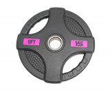 Диск олимпийский обрезиненный черный с двумя хватами 15 кг Original Fit.Tools ф50 мм