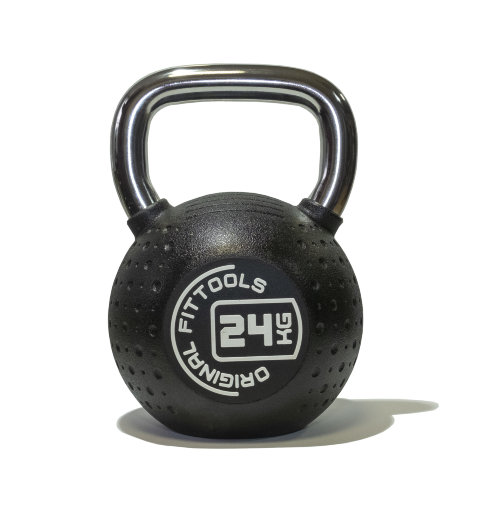 Гиря 24 кг с хромированной ручкой полиуретановая (CPU) для кроссфита