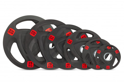 Набор дисков 51 мм. с 3-мя хватами от 2,5-25 кг VictoryFit (155 кг, 6 пар) серии ST с полиуретановым покрытием