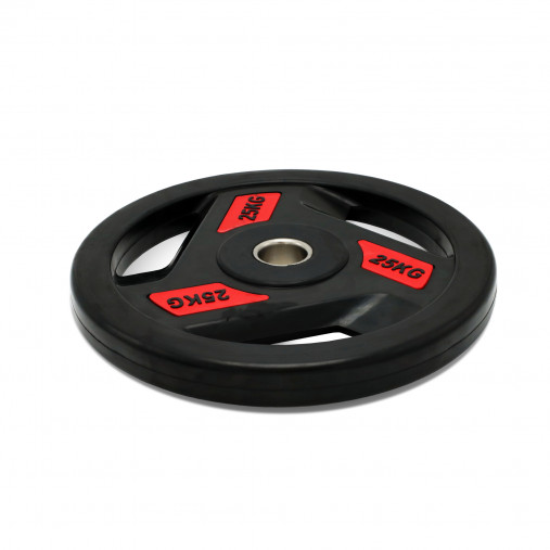 Диск обрезиненный c 3-мя хватами 25 кг UNIX Fit PRO, 51 мм, олимпийский, красный