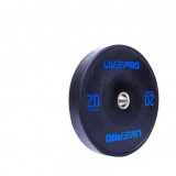 Бампированный диск LIVEPRO Black Rubber Bumper Plate 20 кг, черный/синий