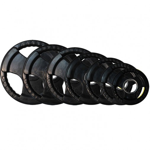 Набор черных обрезиненных дисков ZSO, D-51 мм, 1,25-25 кг, с хватами (общий вес 157,5 кг) 7 пар