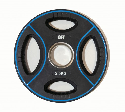Набор черных олимпийских дисков 51 мм OFT DPU 1,25-20 кг (общий вес 107,5 кг) полиуретановых с хватом