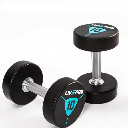 Гантели в уретане LIVEPRO Premium Urethane Dumbbells 30 кг, черный/синий